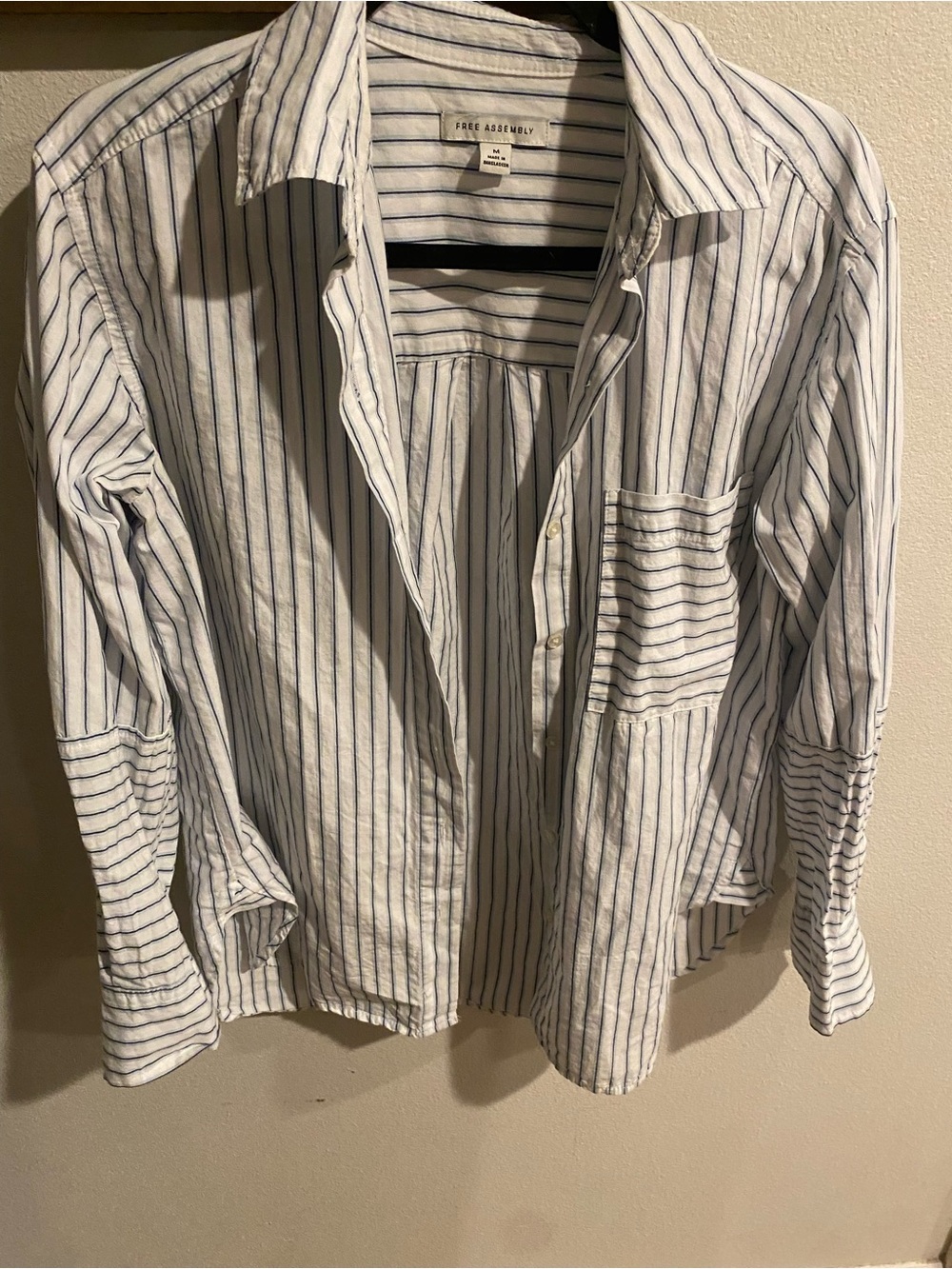Freeโ Assembly Striped Cotton Button-Up Shirt Size Medium